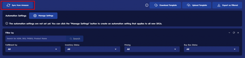 Introduction To Pricing Management - Eva Figure 2 Sync From Amazon Button