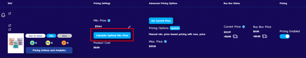 Calculate Optimal Min. Price 1