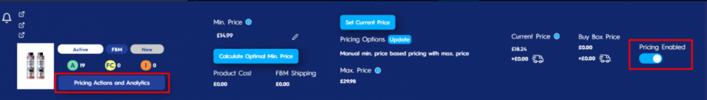 Pricing Actions And Analytics Button Pricing Enabled