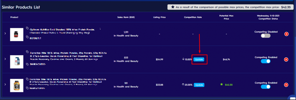 Similar Products Pricing - Eva Update Button 1