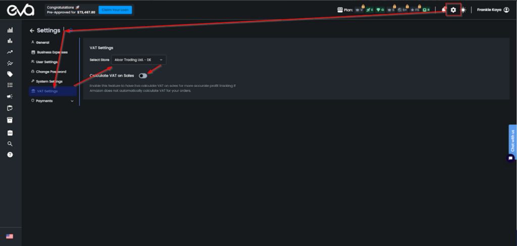 Figure 1 Vat Settings