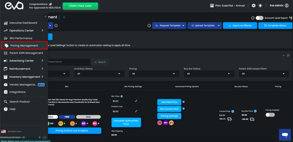 Pricing Management Panel 1