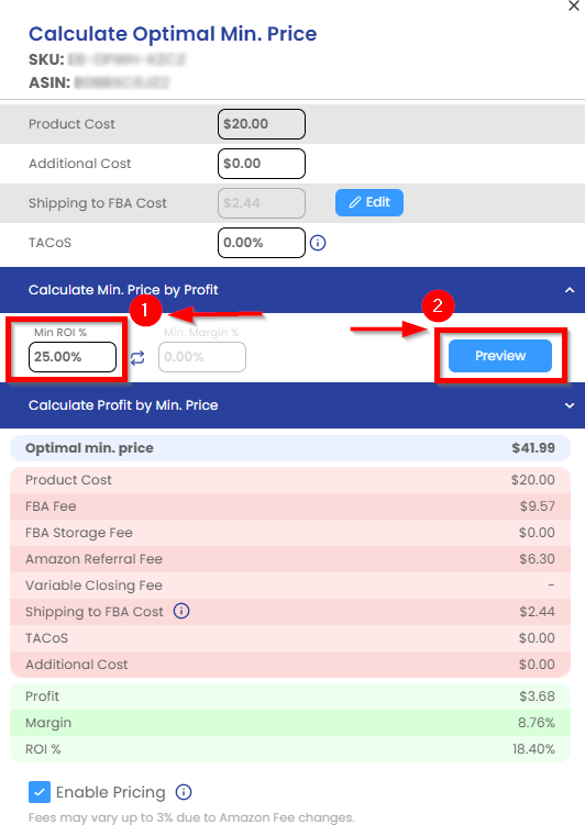 Min Price By Profit 1 2