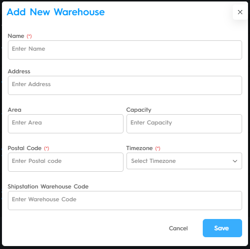 Add New Warehouse