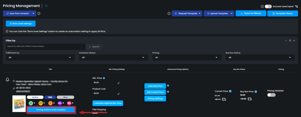 Figure 1 Pricing Actions And Analytics Button 1