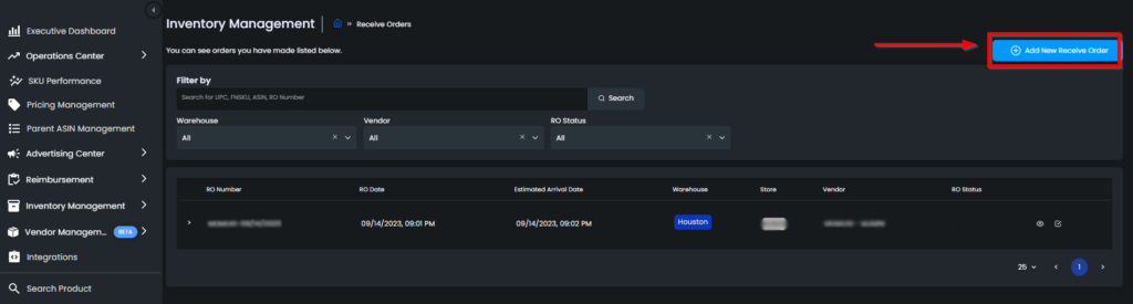 Figure 2 Add New Receive Order 1