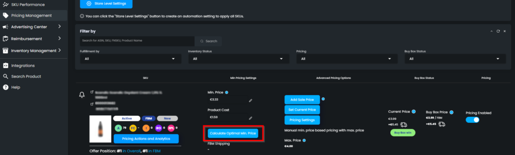 Calculate Optimal Min Price