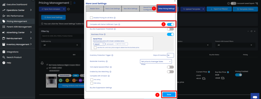 Figure 2 Store Level Same Fulfillment Type Toggle