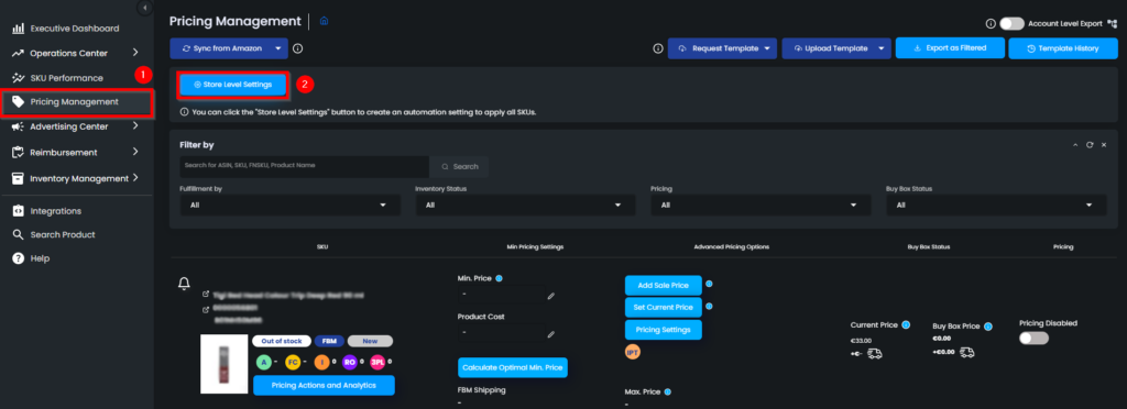 Figure 2 Store Level Settings