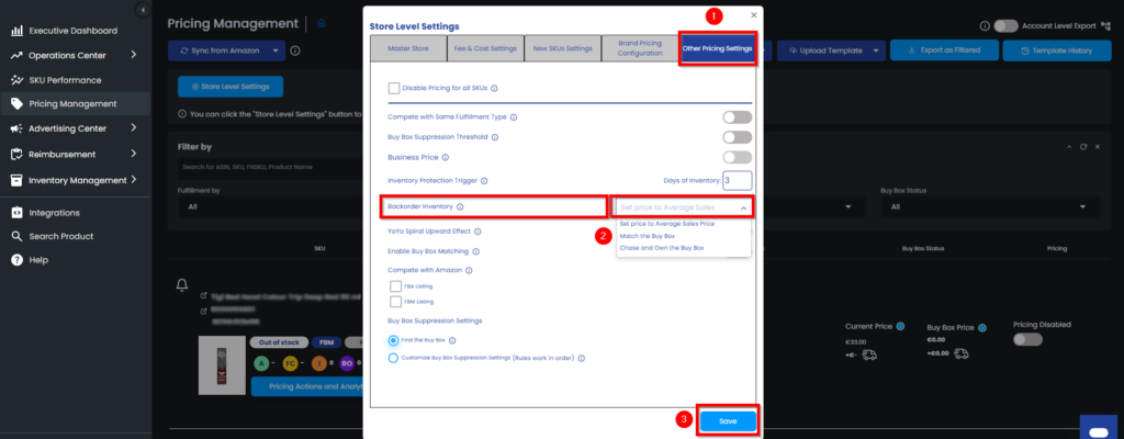 Figure 3 Backorder Inventory Dropdown 1