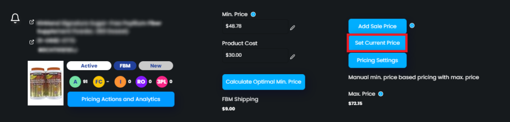 Figure 2 Set Current Price Button