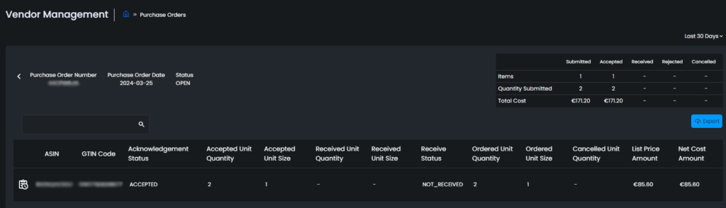 Purchase Order Detail